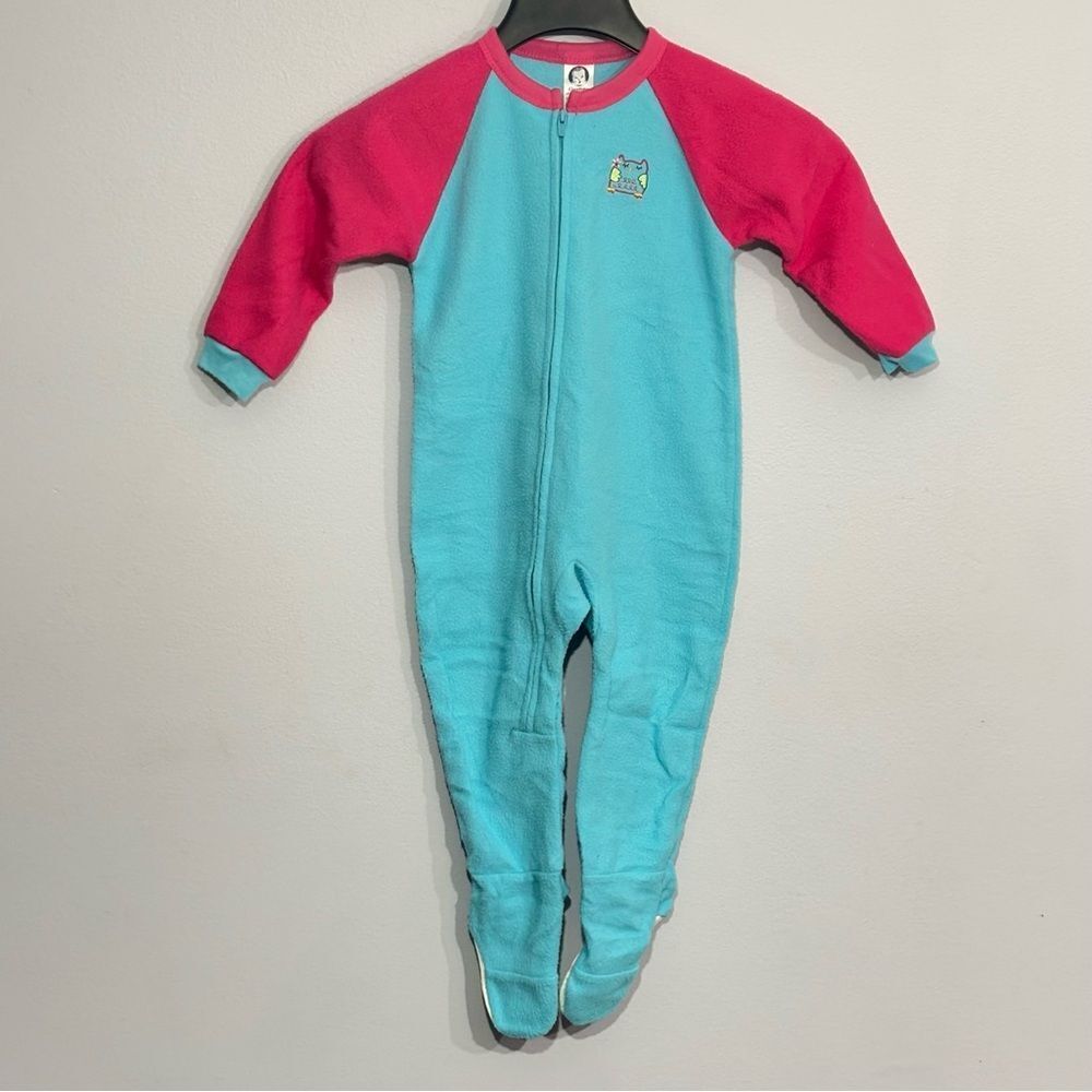 Gerber | Girls Blue Pink Fleece Footed Sleeper Owl Embroidery Winter Size 3T